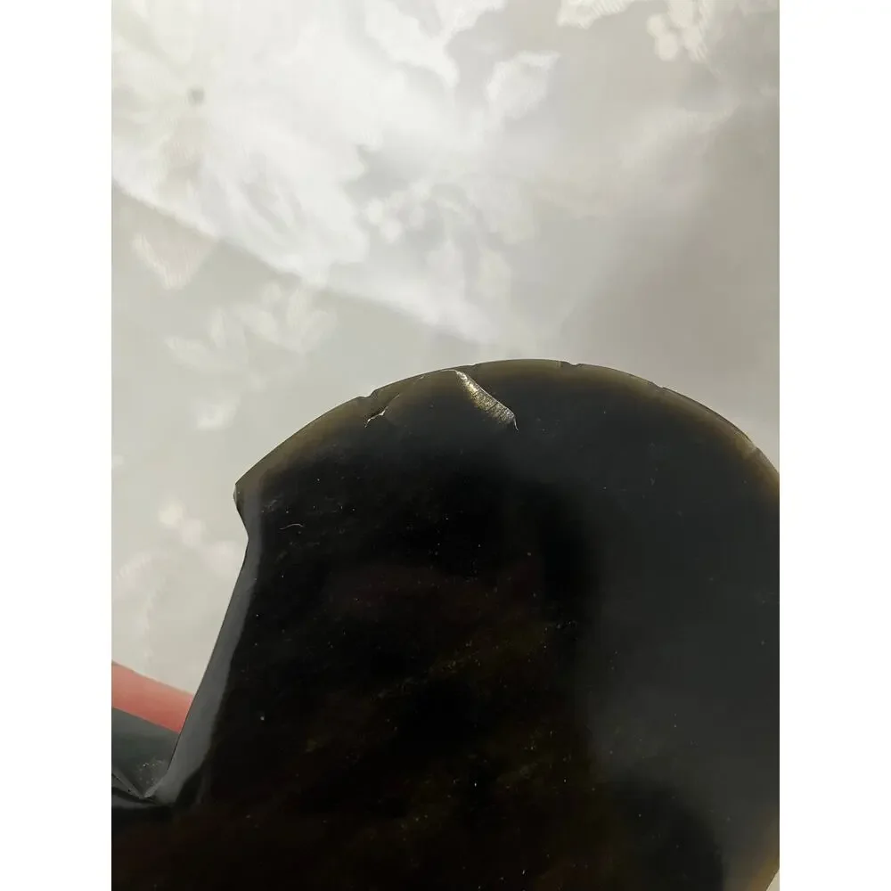 Hand Carved Obsidian Warrior Head Paperweight Mexico Aztec Mayan Style Statue